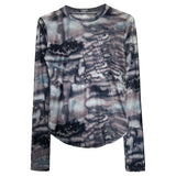 Women T Shirt Tie-Dyed Bottoming Shirt Slim-Fit Short Long Sleeve Mesh Sunscreen Top