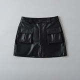 Women Skirt Spring Summer Slim-Fit PU Leather Skirt Sexy Skirt