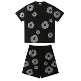Denim Tears Outfit:T Shirt/Shorts (Separate Purchase Options) Puff Print Short Sleeve T-shirt Loose Couple Shorts Suit