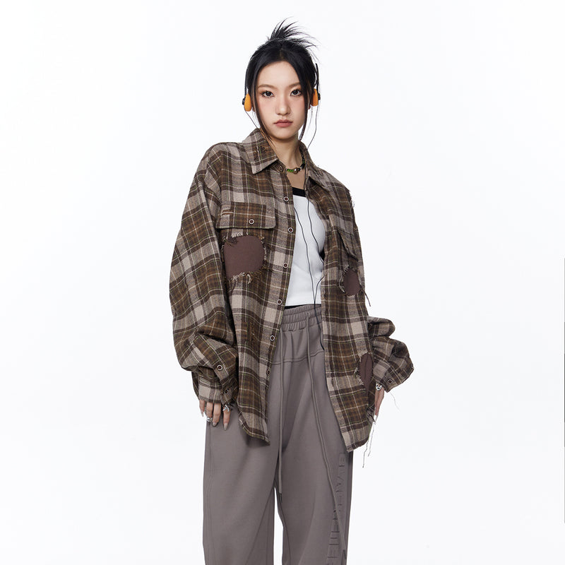 Unisex Jacket Autumn Polo Style Plaid Shirt