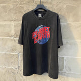 saint m t shirts s.m earth alphabet graphic crew neck short sleeve t-shirt