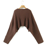 Women Sweater Knitwear Loose Batwing Sleeve Knitwear Sweater Cross Knitted Sheath Skirt Suit