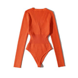 Women Sweater Knitwear Autumn and Winter Knitting Bottoming Shirt Sexy Tight Long Sleeve V-neck Jumpsuit