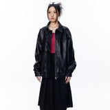 Unisex Jacket Fall Retro Lapels Leather Jacket