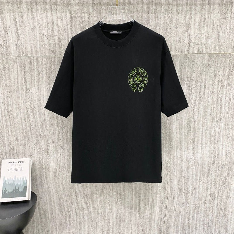Ch hip-hop t shirts ch kroma hoof sanskrit cross printingloosecasualpure cotton american heavy weight short sleeves