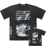 Hip-hop t shirts american high street napoleon letter carriage washed retro distressed loose short-sleeved t-shirt trendy t