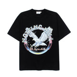 Hip-hop t-shirts: american high street retro hip-hop streetwear eagle print short sleeve tee - casual trendy top