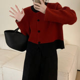 Women Knitwear Autumn and Winter round Neck Sweater Loose Short Knitted Cardigan