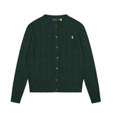 Macaron color rl ralph pony casualsweetcardigan women's fall and winter dopamine round neck cardiganknitting wool sweater