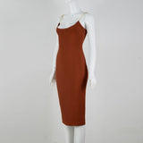 Women's Evening Dress Chain Suspender Skirt Sexy Backless Sheath Slim Fit Dress