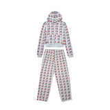 Ashley williamsoutweartopsheart printed zipper hoodie casual sweatpants i love mesuit