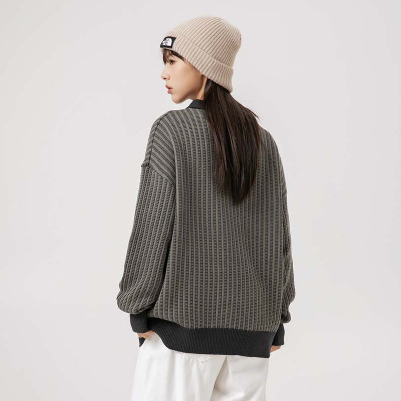 Unisex Sweater Fall Color-Blocking Gradient Striped Sweater
