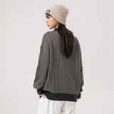 Unisex Sweater Fall Color-Blocking Gradient Striped Sweater