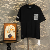 Ch hip-hop t shirts chss heavy industry distressed multi-element logo short-sleeved round neck t-shirt high street