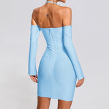 Women Evening Dress Bandage One-Piece Dress Backless Sexy Dress