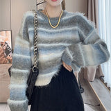 Women Knitted Pullover Autumn and Winter Striped Sweater Sweater