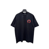 Ch hip-hop t shirts american ch short-sleeved horseshoe sanskrit logo leather embroidery loosecasual high street couple