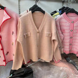Women Knitwear Autumn and Winter V-neck Sweater Loose Knitted Cardigan
