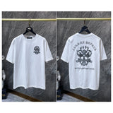 Ch hip-hop t shirts high version ch couple sanskrit sword cross embroidery leather short sleeve american high street