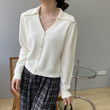 Women Cardigan Sweater Lapel Cardigan Coat Autumn Sweater Coat 8t8185