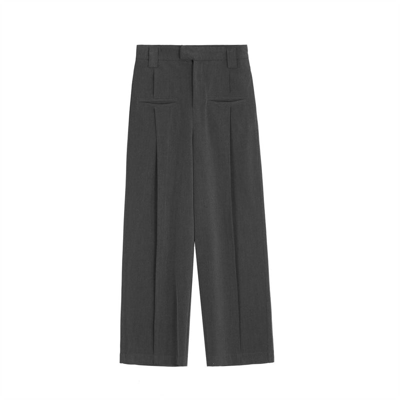 Men Sweatpants Casual Straight-Leg Suit Pants Loose Pleated Draping Long Pants