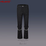 MIJKO Mens Vintage Pants Chain Decorative Casual Denim