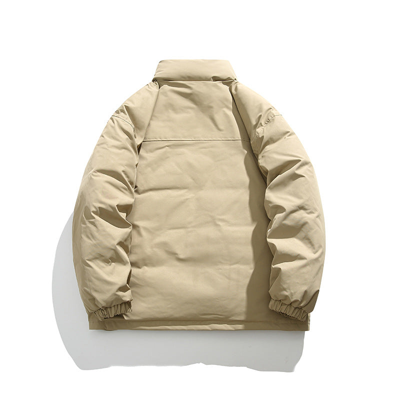 Unisex Winter Cotton Coat Three-Dimensional Pocket Decoration Workwear Cotton Coat Retro Stand-up Collar Cotton-Padded Clothes
