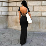 Women Dresses Spring and Summer Sexy Backless Short Sleeve Dress