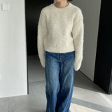 Women Winter Knitted Sweater round Neck Sweater Winter Cross Knitted Loose-Fitting Long Sleeve Sweater 1t2303