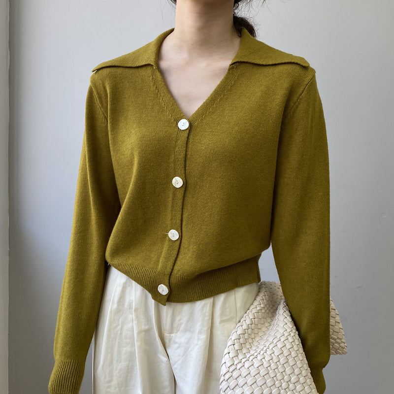 Women Cardigan Sweater Lapel Cardigan Coat Autumn Sweater Coat 8t8185