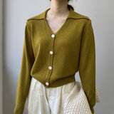 Women Cardigan Sweater Lapel Cardigan Coat Autumn Sweater Coat 8t8185