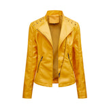 Red Leather Jacket Spring and Autumn Women's Leather Jacket Women's Short Jacket