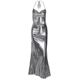 Women Dresses Spring and Summer Sexy Backless Tied Spaghetti-Strap Dress