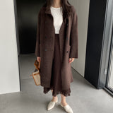 Women Cardigan Sweater Autumn and Winter Woolen Coat Two-Piece Vest Set Double Breasted Turn-down Collar Coat A3387