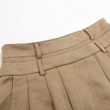 Women Skirt Pleated Skirt Summer Belt Solid Color Skirt