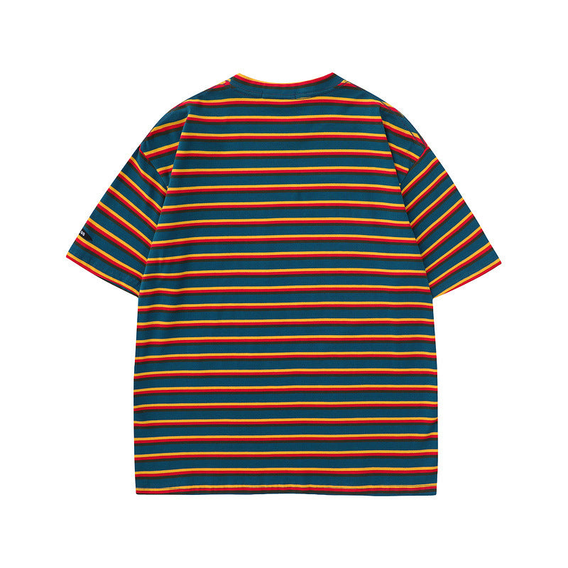 Men T Shirt Summer Stripes Short Sleeve T-shirt Men