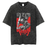 Men's Washed T Shirt, Berserk Anime T-shirt, Guts Skull Knig