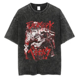 2024 Berserk Print T Shirt Men Vintage Washed T-Shirt