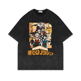 Washed and old short-sleeved T-shirt Hero Academy animation short-sleeved cotton