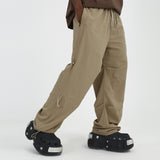 Men Sweatpants Loose Mesh Breathable Trousers Pleated Drawstring Ankle Banded Pants