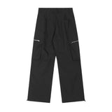 Men Sweatpants Sports Zipper Workwear with Pocket Casual Pants Men Straight-Leg Wide-Leg Pants