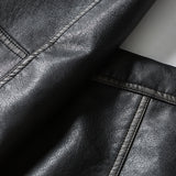 Unisex Winter Cotton Coat Three-Dimensional Pocket Decoration Lapel Cotton-Padded Coat Retro Loose PU Leather Cotton-Padded Jacket