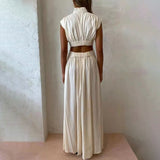 Women Dresses Long Dress Summer Stand Collar Dress (Qymy0409)