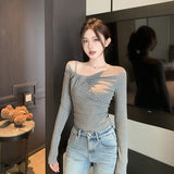 Women Tops Autumn and Winter Leisure Style Long Sleeve Sexy Dew Slim Top