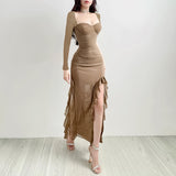Women Dresses Mesh Split Dress Long Dress