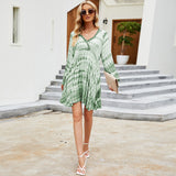 Women Dress Long Sleeve Tie-Dye Dress Mini Dress
