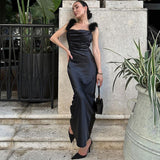 Women Dresses Summer Slim Shoulder Strap Backless Dress
