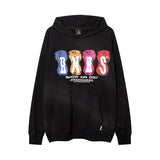 Men Hoodie Hiphop Cartoon Washed Gradient Hooded Sweater