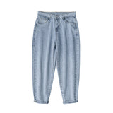 Men Jeans Summer Straight Loose Cropped Pants