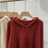 Women Knitted Pullover Spring and Autumn Sweater Women's Loose Long Sleeve Hooded Sweater Sweater